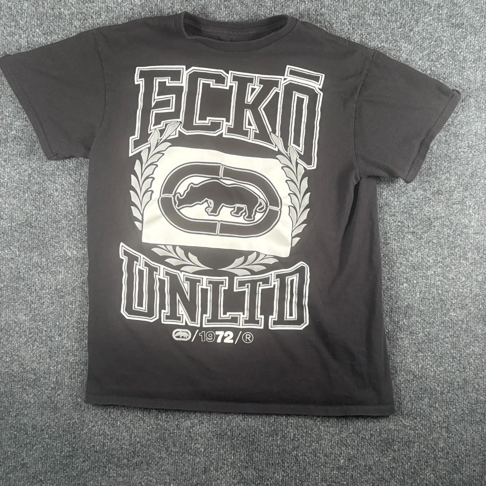 Vintage 1972 Ecko Unltd T-Shirt Mens M Black Graphic Print Classic Streetwear